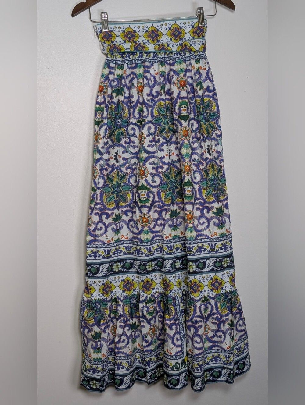 Antonio Melani Tegan Mosaic Promenade Maxi Skirt 2 Boho Resort Cotton Romantic - Picture 3 of 9
